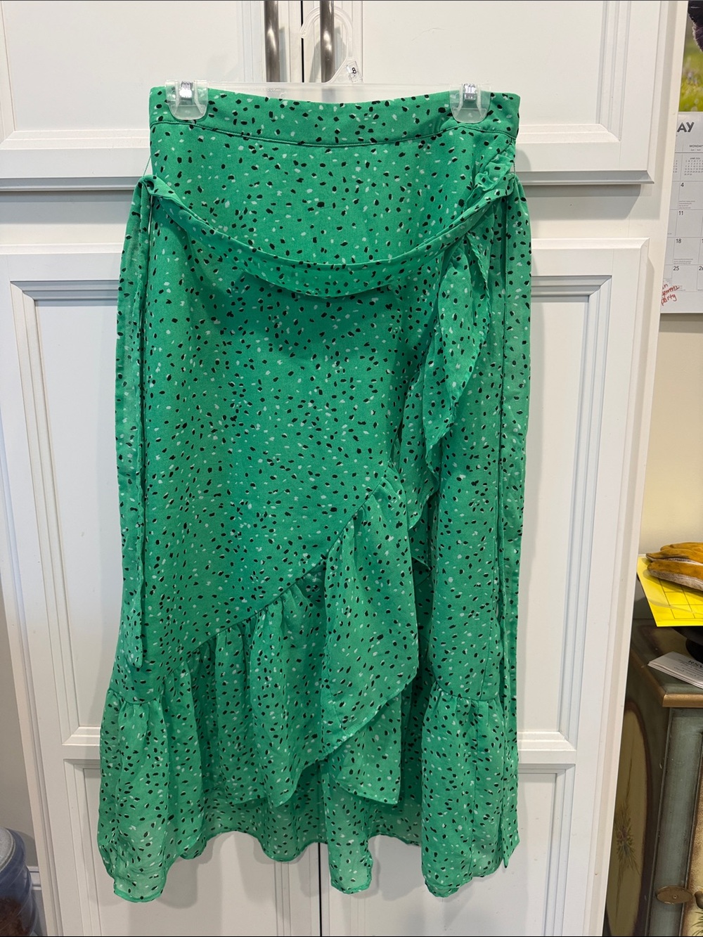 Ann Taylor Green High-Low Ruffle Skirt